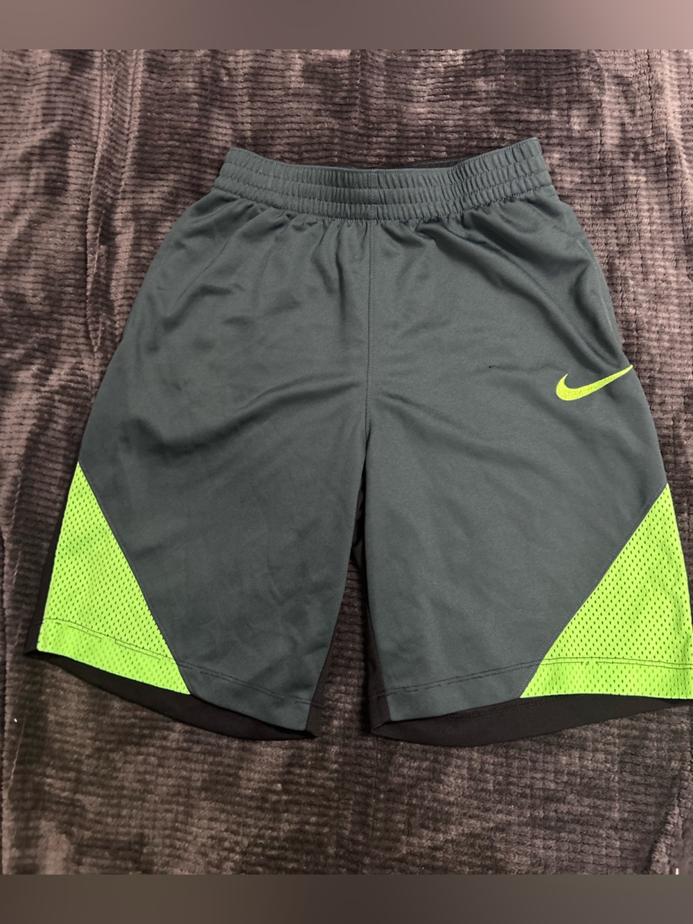 18. Boys Nike Black & Volt Athletic Shorts